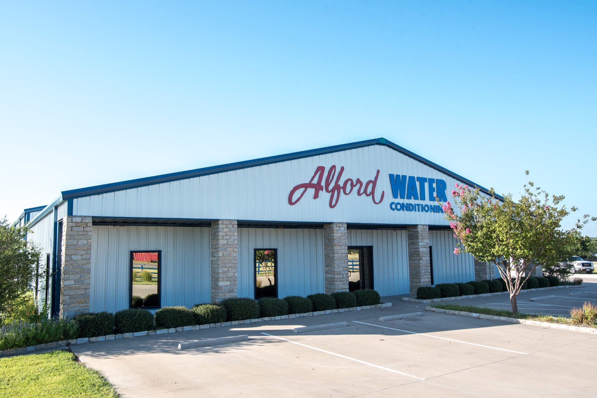 The Alford Water Conditioning storefront in Stephenville, Texas.