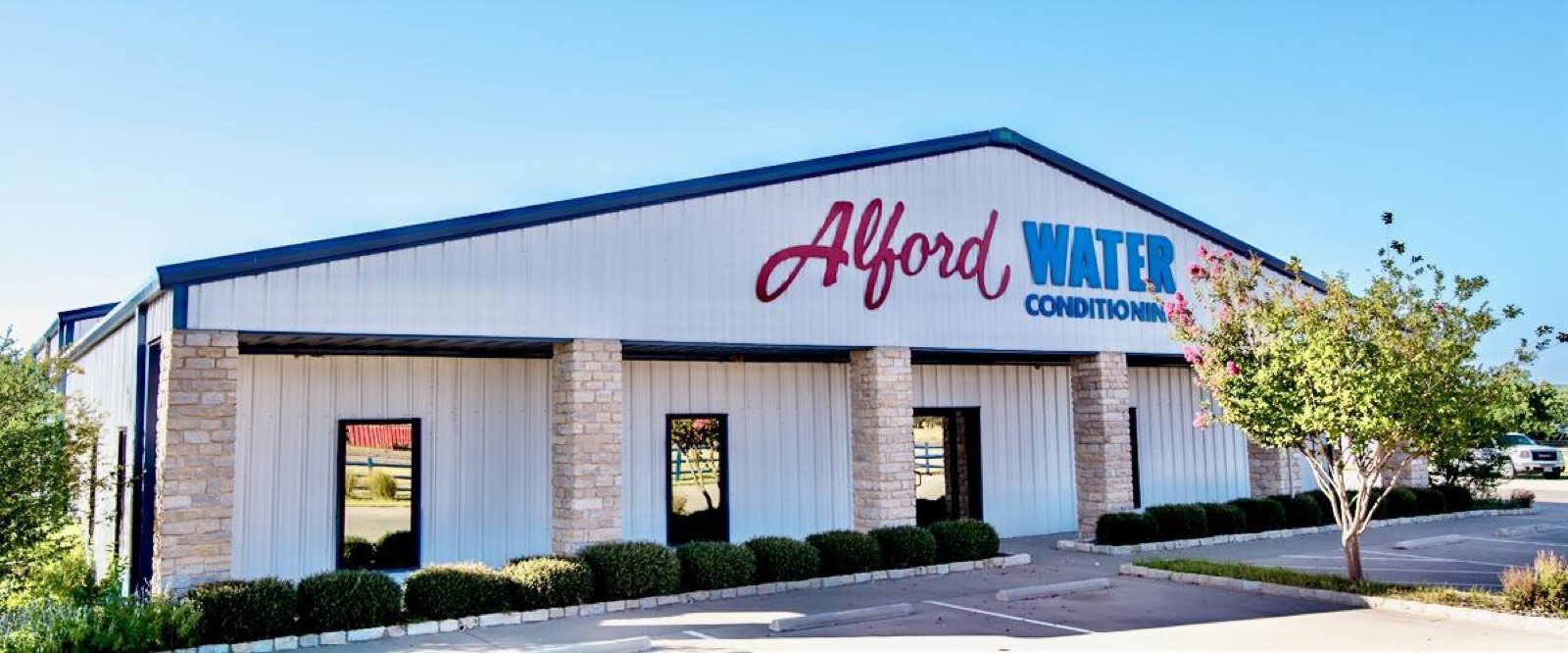 The Alford Water Conditioning storefront in Stephenville, Texas.